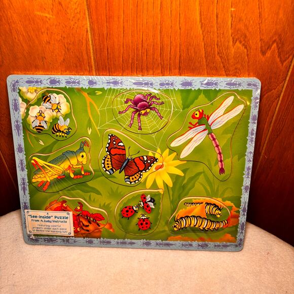 1999 Judy Instructo Learner Wood Wooden Vintage See Inside BUGS Puzzle Sealed - Picture 1 of 5